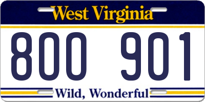 WV license plate 8OO901