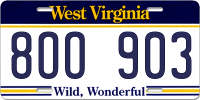 WV license plate 8OO903