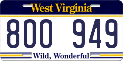 WV license plate 8OO949