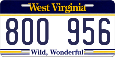 WV license plate 8OO956