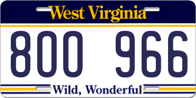 WV license plate 8OO966