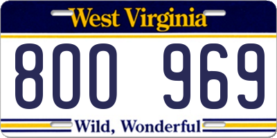 WV license plate 8OO969