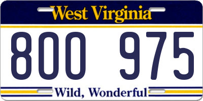 WV license plate 8OO975