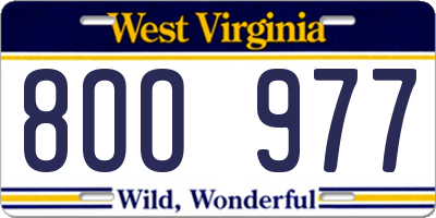 WV license plate 8OO977