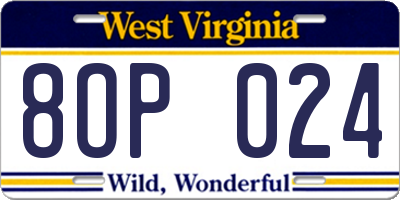 WV license plate 8OP024