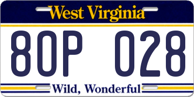 WV license plate 8OP028