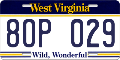WV license plate 8OP029