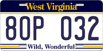 WV license plate 8OP032