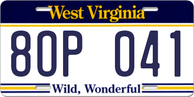 WV license plate 8OP041