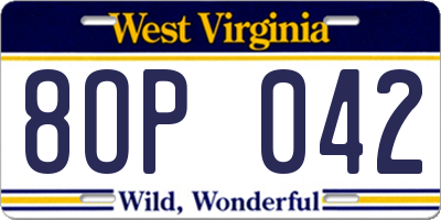 WV license plate 8OP042