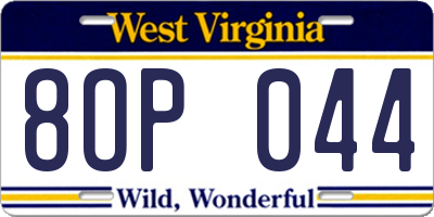 WV license plate 8OP044