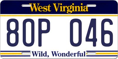 WV license plate 8OP046