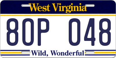 WV license plate 8OP048