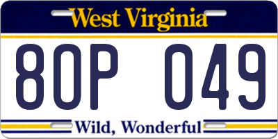 WV license plate 8OP049