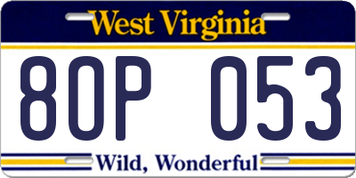 WV license plate 8OP053