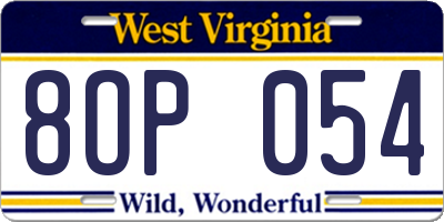 WV license plate 8OP054