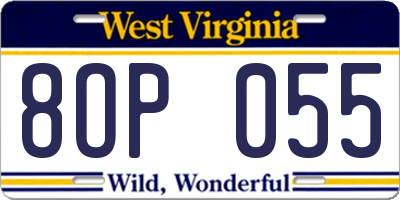 WV license plate 8OP055