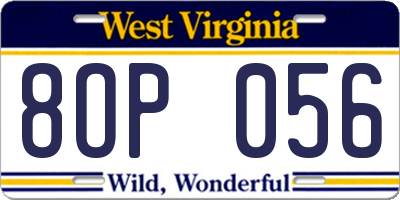 WV license plate 8OP056