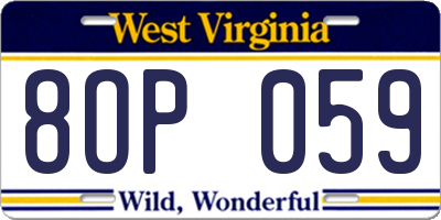 WV license plate 8OP059