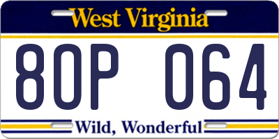 WV license plate 8OP064