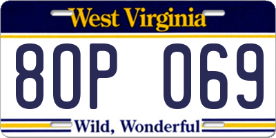 WV license plate 8OP069