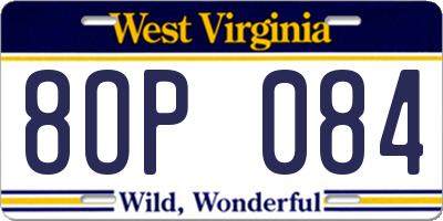 WV license plate 8OP084