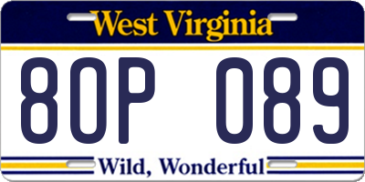 WV license plate 8OP089