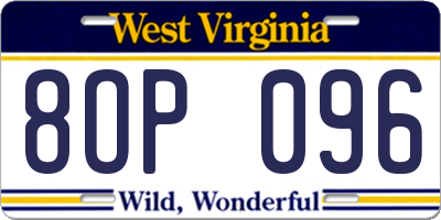 WV license plate 8OP096