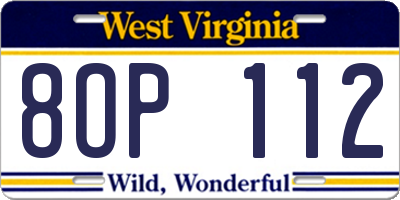 WV license plate 8OP112