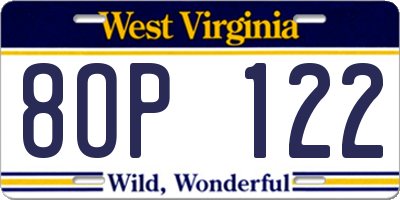 WV license plate 8OP122