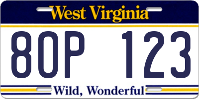 WV license plate 8OP123