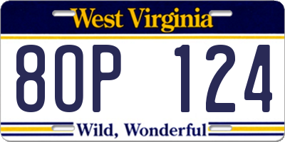 WV license plate 8OP124