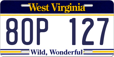 WV license plate 8OP127