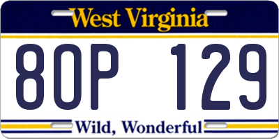 WV license plate 8OP129