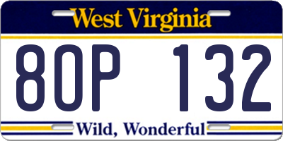 WV license plate 8OP132