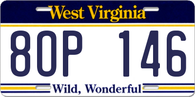 WV license plate 8OP146