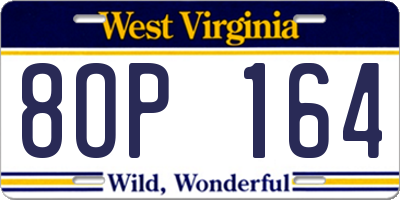 WV license plate 8OP164