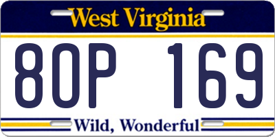 WV license plate 8OP169
