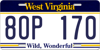 WV license plate 8OP170