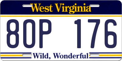 WV license plate 8OP176
