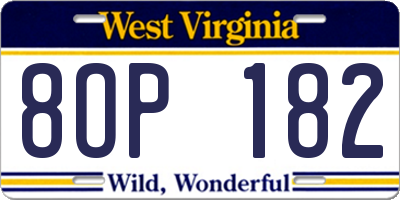 WV license plate 8OP182