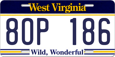 WV license plate 8OP186