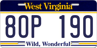 WV license plate 8OP190