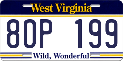 WV license plate 8OP199
