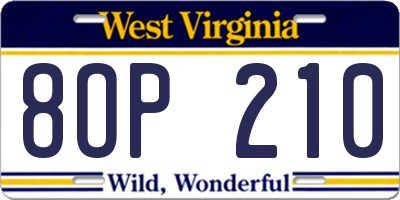 WV license plate 8OP210