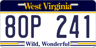 WV license plate 8OP241