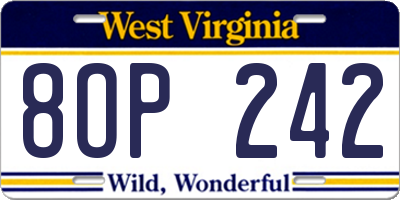 WV license plate 8OP242
