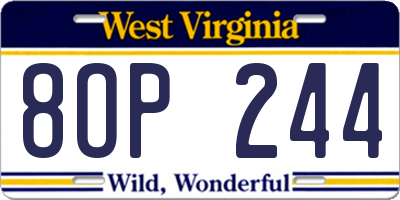 WV license plate 8OP244