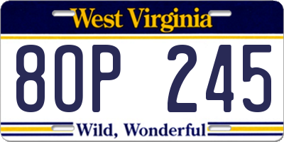 WV license plate 8OP245