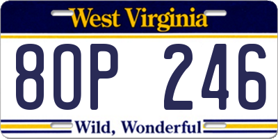 WV license plate 8OP246
